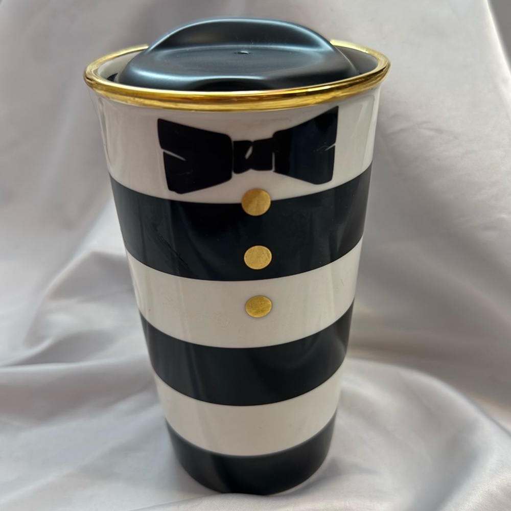 Starbucks X Alice & Olivia Ceramic Tuxedo Tumbler 12 oz